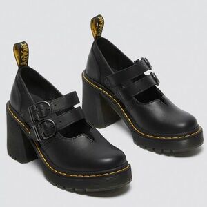 Dr. Martens Eviee Black Mary Jane Chunky Platform Heel Leather (Fits Size 10)